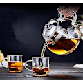 Miniatyrbillede 3 af 3: Tekande af glas med aftagelig infuser, sikker kedel, blomstrende og løse blade temaskinesæt