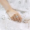 Miniatyrbillede 2 af 5: 2 stk Kvinder Mode Krone Tiara Ring Indlagt Fuldt Rhinestone Legering smykker Gave Silver CN15