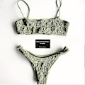 Miniatyrbillede 2 af 5: Kvinder Sommer Crinkle Bikini Sæt Plain Badetøj Badedragt Green S