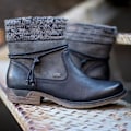 Miniatyrbilde 4 av 5: Kvinner Flat Block ankelstøvler Vinterforede Stretch Sko Black 39