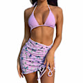 Miniatyrbillede 1 af 5: Dame 3 stk Bikini Sæt Push Up Halter Badedragt Purple S