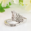 Miniatyrbillede 2 af 5: 2 stk Kvinder Mode Krone Tiara Ring Indlagt Fuldt Rhinestone Legering smykker Gave Silver CN18