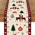 Christmas Table Runner, Washable Christmas Table Runner, 33 x 180 CM Table Runner, Snowman Table Decoration (Moose)