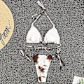 Miniatyrbild 4 av 5: kvinnor Bandage Tie Dye Grimma Bikini Set Vadderade badkläder brasiliansk baddräkt Khaki S