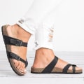 Miniatyrbilde 2 av 3: Dame Gladiator Sandaler Flip Flops Flat Beach Shoes Black 40