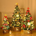 Miniatyrbild 5 av 5: 45 cm liten konstgjord julgran, liten julgran med LED-ljus, för högtider, julfester, röd och pinse