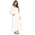 Pikkukuva 2 / 5: Victorian Nightgown puuvillainen Sleepshirt pitkähihainen S White