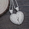 Pikkukuva 2 / 5: 2 in 1 Heart Patchwork kaulakoru Hip Hop -tyylinen riipus miesten ja naisten asusteet Silver pair