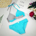 Pikkukuva 2 / 2: Naisten set, pehmustetut rintaliivit Push Up -uimapuku Light Grey Sky Blue L