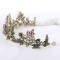 Miniatyrbillede 3 af 4: Brude Krone Hovedbeklædning Bryllup Fødselsdag Krone Hovedbeklædning Sort Rhinestones Blomst Retro Luksus hår