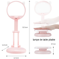 Miniatyrbilde 3 av 5: Led skrivebordslampe for barn, rosa kattøre nattbordslampe for jenter, justerbar