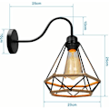 Miniatyrbillede 5 af 5: Retro Hamp Rope Væglampe E27 Metal til Soveværelse Stue Loft Sort - Sort