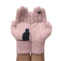 Kvinnor Helhandsvantar Vinter Söt Tecknad Patchwork Stretchiga Stickade Termiska Handskar Imitation Ull Korta Handvärmare ROSA