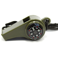 Miniatyrbillede 1 af 5: Emergency Survival Whistle 3 i 1 fløjter med kompas termometer snor til udendørs vandring Camping Army Green 2 stk.