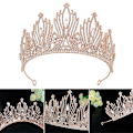 Miniatyrbilde 2 av 5: Brudekrone Hodeplagg Bryllup Bursdag Krone Hodeplagg Rhinestones Retro Luksus Hårtilbehør For Gold