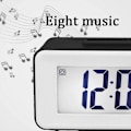 Miniatyrbild 4 av 4: Litthing Digital väckarklocka Digital LED-klocka Väckarklocka Datum Temperatur Snooze 8 Music Sleep Batteridriven (svart)