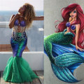 Miniatyrbillede 1 af 5: Havfrue fiskehale kostume glitter nederdel cosplay halloween rekvisitter Green XL
