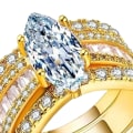 Miniatyrbilde 4 av 5: 3 stk parringer geometriske rhinestone smykker glitrende galvaniserte ringer til bryllup Silver US 9
