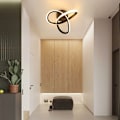 Miniatyrbillede 3 af 5: LED-loftslys, moderne 22W sort akryl LED-loftslys til korridor, balkon, trappe, diameter 24 cm, dæmpbar