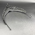 Miniatyrbillede 5 af 5: Krone Ornament Brude Bryllup Tilbehør Simpel Legering Sort Håndlavet Brudekjole Smykker