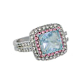 Miniatyrbillede 1 af 5: Kvinder Ring Firkantet Cubic Zirconia Smykker Shining Rhinestones Finger Ring Til Bryllup Blue US 6