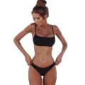 Miniatyrbillede 3 af 4: Kvinder Beach Crop Push Up Toppe Bikini Sæt Bandeau Badedragt