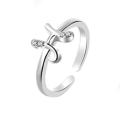 Miniatyrbillede 2 af 5: Mode Simple 26 Letter Rhinestone indlagt åbning Finger Ring Lady smykker gave Silver C