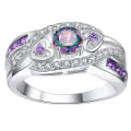 Miniatyrbillede 1 af 4: Forlovelse Bryllup Dobbelt Hjerte Cubic Zirconia Indlagt Bridal Finger Ring smykker US 8