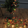 Miniatyrbild 4 av 6: Julbelysning LED koppartrådsljussträng röda tallkottar tallnålar julstång hantverk semester trädgårdsdekorationer 2 meter 20 lampor
