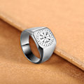 Miniatyrbillede 4 af 5: Mænd Ring Rune Carving Titanium Stål Punk Firkantet Finger Ring Fødselsdagsgave Golden US 11