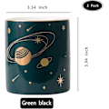 Pikkukuva 3 / 4: 2 pakkauksen keraaminen pyöreä kynäteline, Star Universe Pattern -meikkisiveltimen pidike tytöille, naisille, työpöytätarvikkeet kynäkuppi, kestävä organizer