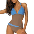 Miniatyrbild 1 av 3: Dam Push Up Vadderad Halter Baddräkt Midja Badkläder Monokini Blue L