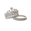 Miniatyrbillede 1 af 5: 2 stk Kvinder Mode Krone Tiara Ring Indlagt Fuldt Rhinestone Legering smykker Gave Silver CN18
