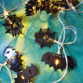 Miniatyrbilde 2 av 4: Hengende lampe i smijern festlig LED Halloween-lykt (edderkoppnett + flaggermus (jernkunst) 3 meter 20 lys [alltid på + blinkende]),