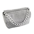 Miniatyrbillede 1 af 3: Glitrende Rhinestone Skuldertaske til Kvinder - Bling Håndtaske Perfekt til Fester, Klubber og Dates - Sølv, One Size