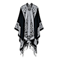 Miniatyrbild 1 av 5: Diamond Fringe sjal för damer Black and white