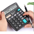 Miniatyrbillede 3 af 3: Ægte Solar Lommeregner 12 Bit Sort Storskærm Dual Power Finansielle Regnskab Desktop Computer Kontorartikler,
