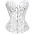 Pikkukuva 4 / 5: Goottilaiset korsetit Top Bustiers Overbust Satiini Seksikäs puku Korsetti Korsetti Vintage Flower Lace Bridal Plus Size Korsett Women Beige 6XL
