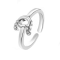 Miniatyrbillede 4 af 4: Mode Simple 26 Letter Rhinestone indlagt åbning Finger Ring Lady smykker gave Silver N
