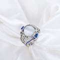 Miniatyrbillede 2 af 4: Kvinder Faux Sapphire Opal Indlagt Peacock Feather Finger Ring Bryllupssmykker gave US 7