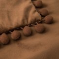 Miniatyrbillede 3 af 5: Pakke med 2 fløjlspudebetræk Pompom dekorative pudebetræk Solid blødt pudebetræk med poms Firkantet til sofa Sofa Soveværelse Bil 18x18inch Da 18 x18 Brown