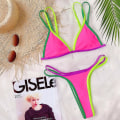 Miniatyrbilde 3 av 4: Womens Color Block Badedrakt Bikini Sett Thong Badetøy Red M