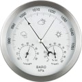 Miniatyrbild 1 av 5: Analog väderstation 3 i 1 rostfritt stål Ø132 mm - Barometer, termometer, hygrometer, silver