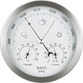Miniatyrbillede 1 af 5: Analogt vejrstation 3 i 1 rustfrit stål Ø132 mm - Barometer, termometer, hygrometer, sølv