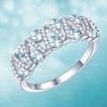 Miniatyrbillede 2 af 5: Kvinder Ring Hollow Out V Form smykker Geometrisk Bright Luster Ring Fødselsdagsgave US 6