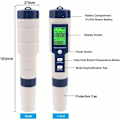 Miniatyrbillede 3 af 5: Elektronisk PH Meter Tester, 5 i 1 PH Tester Lommetermometer Vandkvalitet PH EC Salt TDS til hjemmet, poolen, akvariet Wa