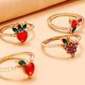 Miniatyrbillede 5 af 5: 11 stk Knuckle Ringe Frugt Rhinestone Kvinder Udsøgte galvanisering Fingerringe Smykker Tilbehør