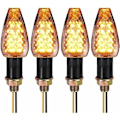 Pikkukuva 1 / 5: 4 kpl E-merkitty LED-vilkut Moottoripyörän vilkkuvalo 14 lediä vedenpitävä keltainen valo 12V M10 Universal Mo:lle