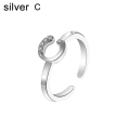 Miniatyrbillede 1 af 5: Mode Kvinder Simpel A til Z Engelsk Alfabet Bogstav Rhinestone Åben Ring smykker Silver C