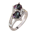 Miniatyrbild 1 av 4: Dammode dubbel hjärtform Cubic Zirconia Inlagd Finger Ring Smycken Present Multicolor US 8